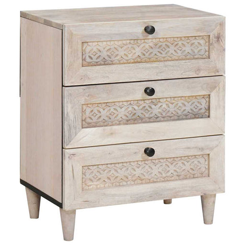 vidaXL Bedside Table Beige 50 x 33 x 60 cm Solid mango wood