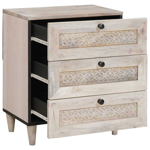vidaXL Bedside Table Beige 50 x 33 x 60 cm Solid mango wood