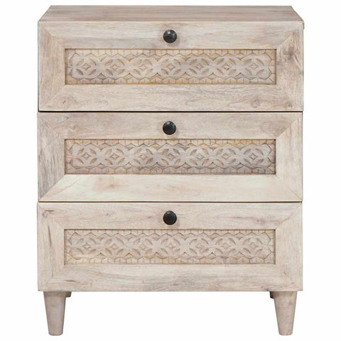 vidaXL Bedside Table Beige 50 x 33 x 60 cm Solid mango wood