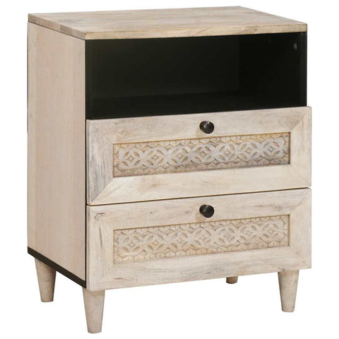 vidaXL Bedside Table with Shelf Beige 50 x 33 x 60 cm Solid mango wood