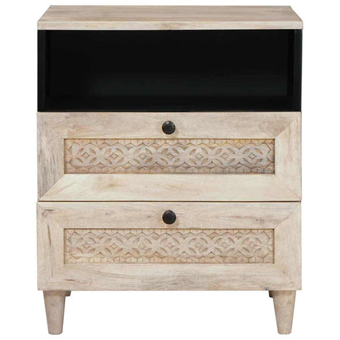 vidaXL Bedside Table with Shelf Beige 50 x 33 x 60 cm Solid mango wood