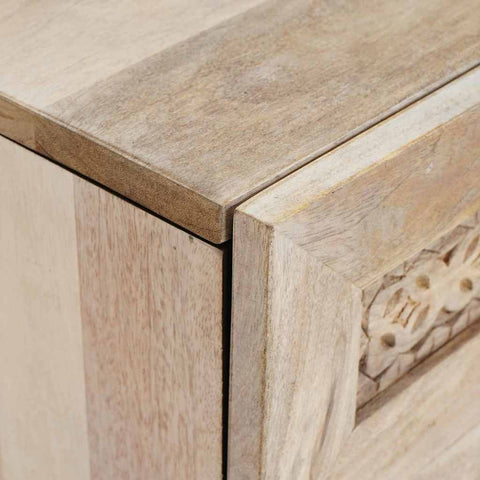 vidaXL Bedside Table with Door Beige 50 x 33 x 60 cm Solid mango wood