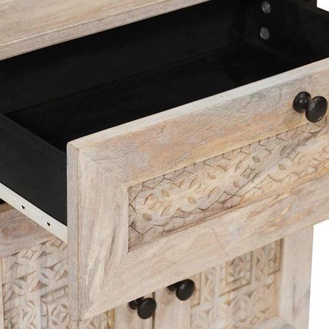 vidaXL Bedside Table with Door Beige 50 x 33 x 60 cm Solid mango wood