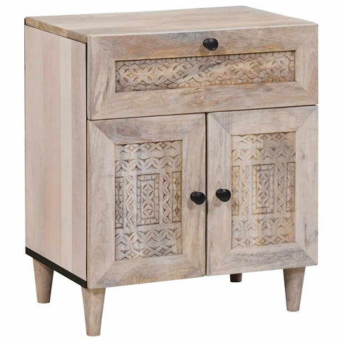 vidaXL Bedside Table with Door Beige 50 x 33 x 60 cm Solid mango wood