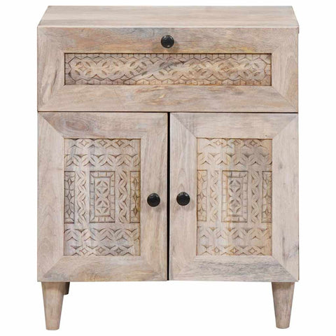 vidaXL Bedside Table with Door Beige 50 x 33 x 60 cm Solid mango wood