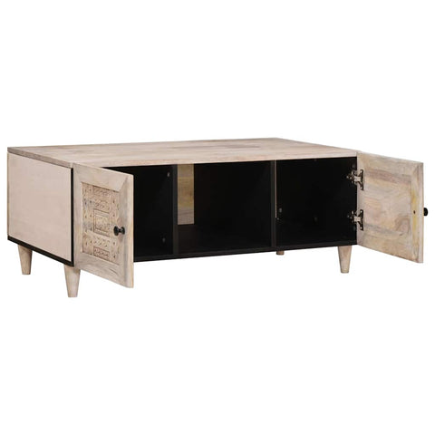 vidaXL Coffee Table with Shelf Beige 100 x 54 x 40 cm Solid mango wood