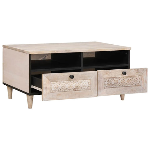 vidaXL Coffee Table with Drawer White 80 x 54 x 40 cm Solid mango wood