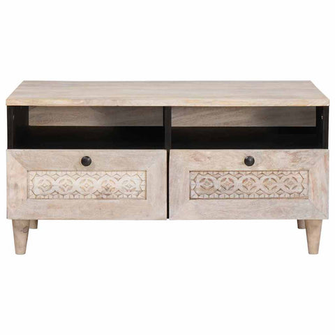vidaXL Coffee Table with Drawer White 80 x 54 x 40 cm Solid mango wood