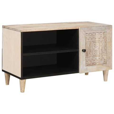 vidaXL TV Cabinet with Shelf White 80 x 33 x 46 cm Solid mango wood