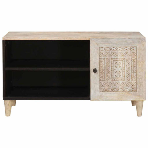 vidaXL TV Cabinet with Shelf White 80 x 33 x 46 cm Solid mango wood