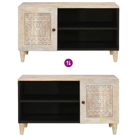 vidaXL TV Cabinet with Shelf White 80 x 33 x 46 cm Solid mango wood