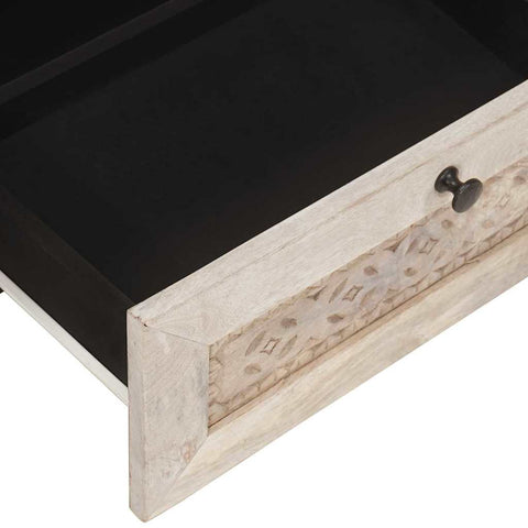 vidaXL TV Cabinet with Drawer White 80 x 33 x 46 cm Solid mango wood