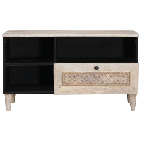 vidaXL TV Cabinet with Drawer White 80 x 33 x 46 cm Solid mango wood