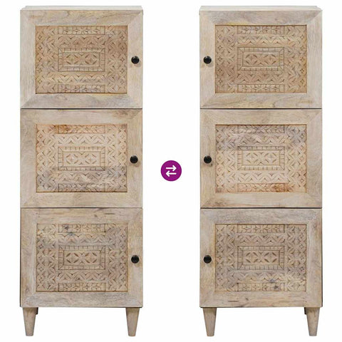 vidaXL Highboard with Shelf White 40 x 33 x 110 cm Solid mango wood
