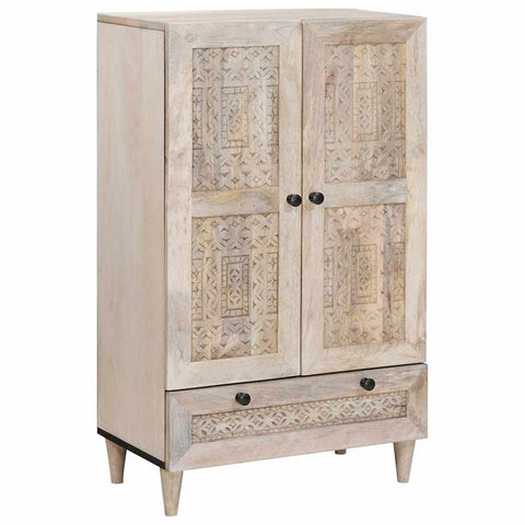 vidaXL Highboard with Drawer White 60 x 33 x 100 cm Solid mango wood