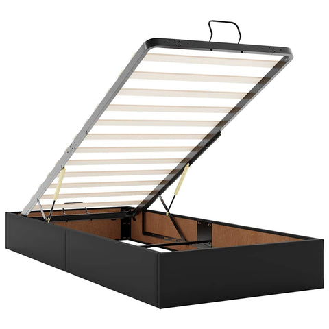vidaXL Ottoman Bed Frame without Mattress Black Single Faux Leather