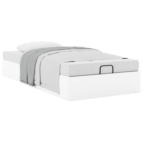 vidaXL Ottoman Bed Frame without Mattress White Single Faux Leather
