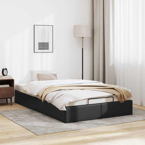 vidaXL Ottoman Bed Frame without Mattress Black Double Faux Leather