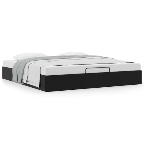 vidaXL Ottoman Bed Frame without Mattress Black Super King Faux Leather