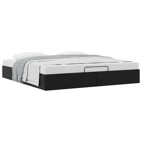 vidaXL Ottoman Bed Frame without Mattress Black Super King Faux Leather