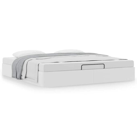 vidaXL Ottoman Bed Frame without Mattress White Super King Faux Leather
