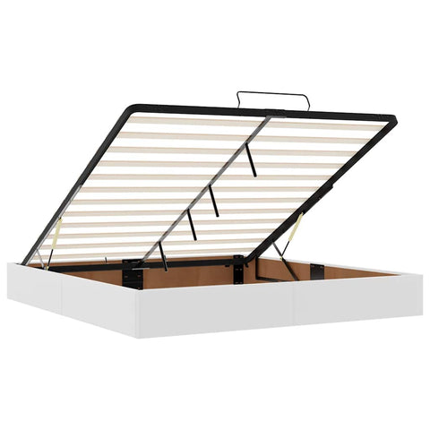 vidaXL Ottoman Bed Frame without Mattress White Super King Faux Leather