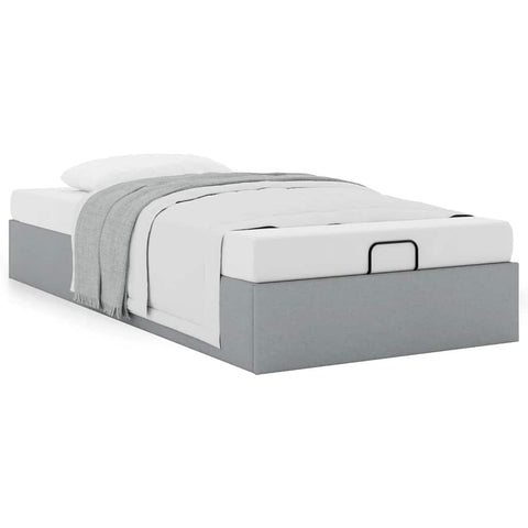 vidaXL Ottoman Bed Frame without Mattress Light Grey Single Fabric