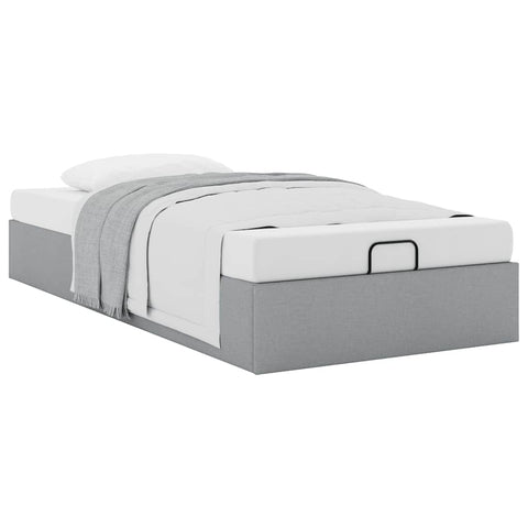 vidaXL Ottoman Bed Frame without Mattress Light Grey Single Fabric