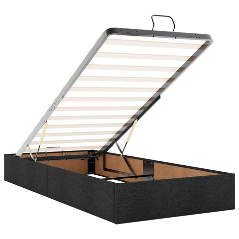 vidaXL Ottoman Bed Frame without Mattress Black Single Fabric
