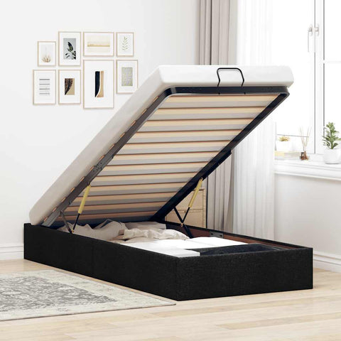 vidaXL Ottoman Bed Frame without Mattress Black Single Fabric