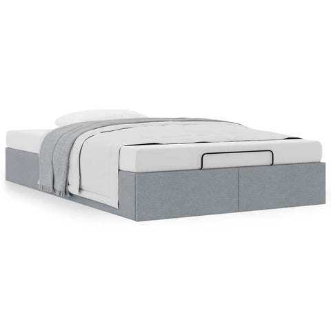 vidaXL Ottoman Bed Frame without Mattress Light Grey Double Fabric