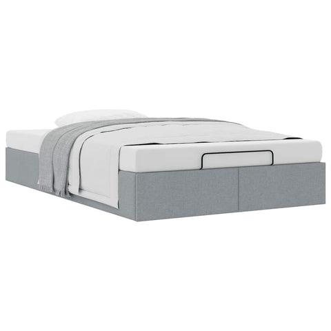 vidaXL Ottoman Bed Frame without Mattress Light Grey Double Fabric