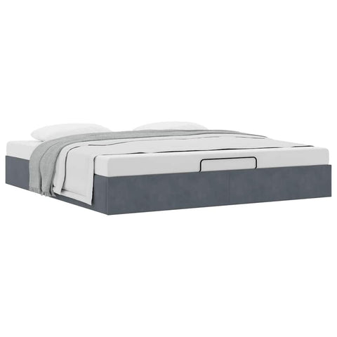 vidaXL Ottoman Bed Frame No Mattress Dark Grey 200x200 cm Velvet
