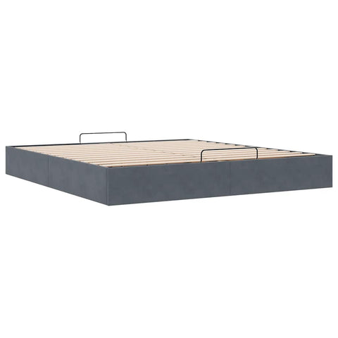 vidaXL Ottoman Bed Frame No Mattress Dark Grey 200x200 cm Velvet