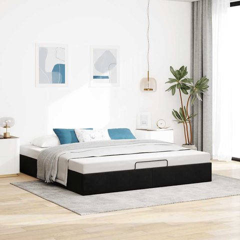 vidaXL Ottoman Bed Frame No Mattress Black 200x200 cm Velvet