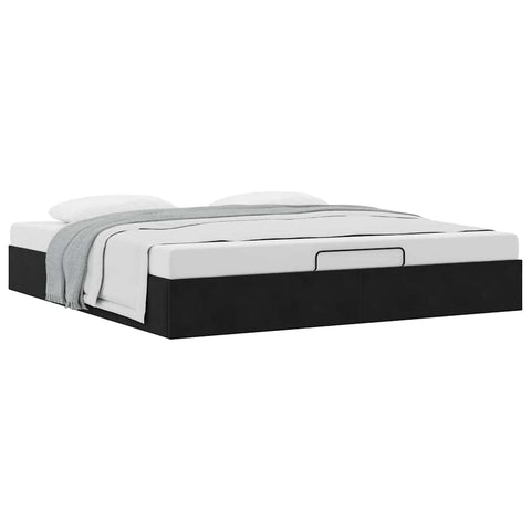 vidaXL Ottoman Bed Frame No Mattress Black 200x200 cm Velvet