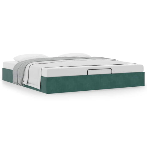 vidaXL Ottoman Bed Frame No Mattress Dark Green 200x200 cm Velvet