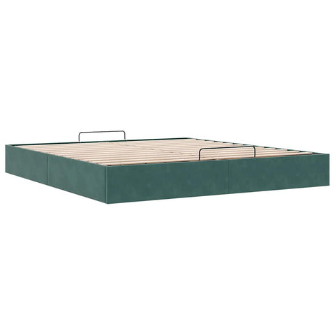 vidaXL Ottoman Bed Frame No Mattress Dark Green 200x200 cm Velvet