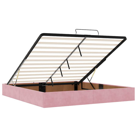 vidaXL Ottoman Bed Frame No Mattress Pink 200x200 cm Velvet