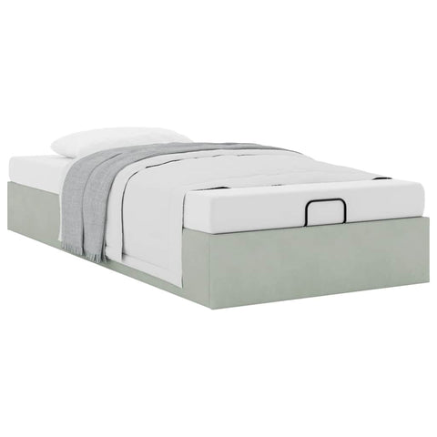 vidaXL Ottoman Bed Frame No Mattress Light Grey Single Velvet