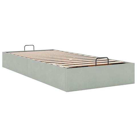 vidaXL Ottoman Bed Frame No Mattress Light Grey Single Velvet