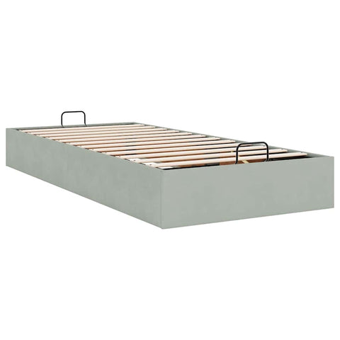 vidaXL Ottoman Bed Frame No Mattress Light Grey Single Velvet