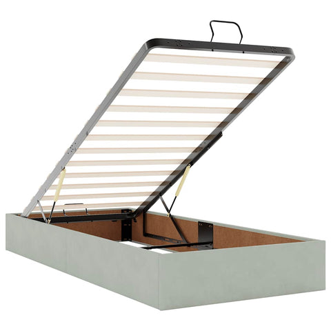 vidaXL Ottoman Bed Frame No Mattress Light Grey Single Velvet