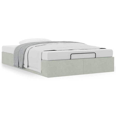 vidaXL Ottoman Bed Frame No Mattress Light Grey Double Velvet