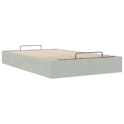 vidaXL Ottoman Bed Frame No Mattress Light Grey Double Velvet