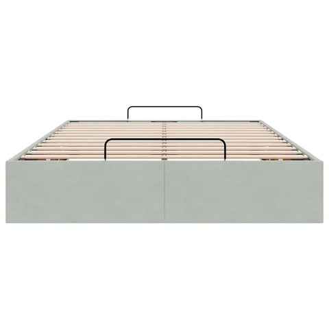 vidaXL Ottoman Bed Frame No Mattress Light Grey Double Velvet