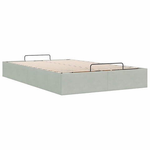 vidaXL Ottoman Bed Frame No Mattress Light Grey Double Velvet