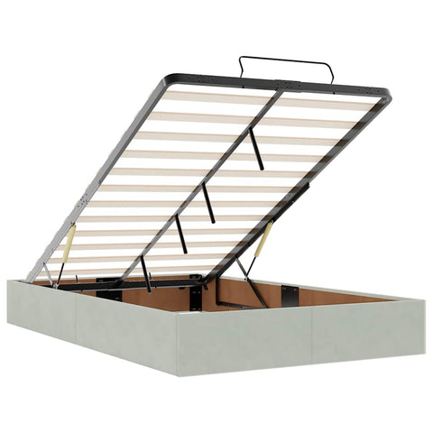 vidaXL Ottoman Bed Frame No Mattress Light Grey Double Velvet