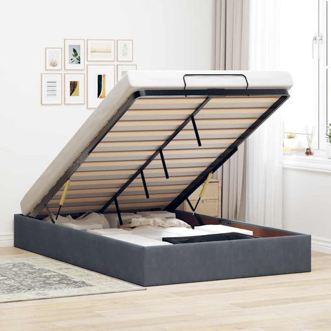 vidaXL Ottoman Bed Frame No Mattress Dark Grey Double Velvet