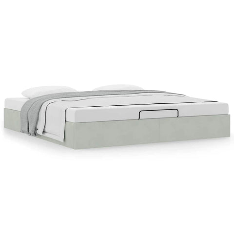 vidaXL Ottoman Bed Frame No Mattress Light Grey Super King Velvet